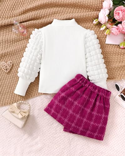 Image of Toddler Girl Clothes Fall Winter Girls Clothing Set Long Sleeve T-Shirt Tops & Plaid Mini Skirts Dress 2Pcs Outfits