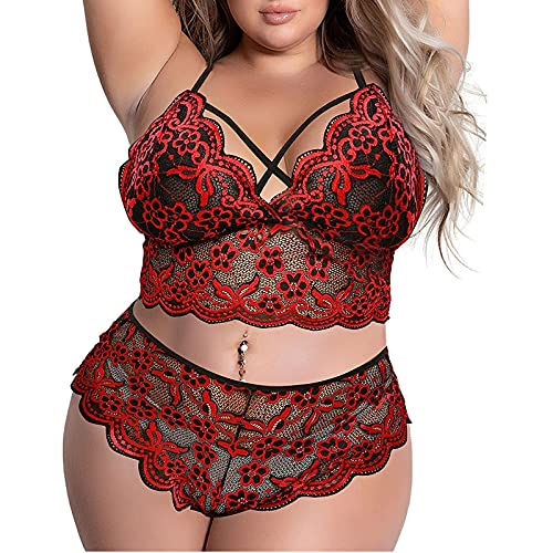 Blingko Erotische Unterwäsche Damen, Sexy Kleid Damen Erotisch Reizwäsche Set Sexy Lace Spitze BH und String Teddy… – Bild 3