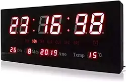 Relógio Parede Digital Led Termometro Calendario Lelong LE-2111