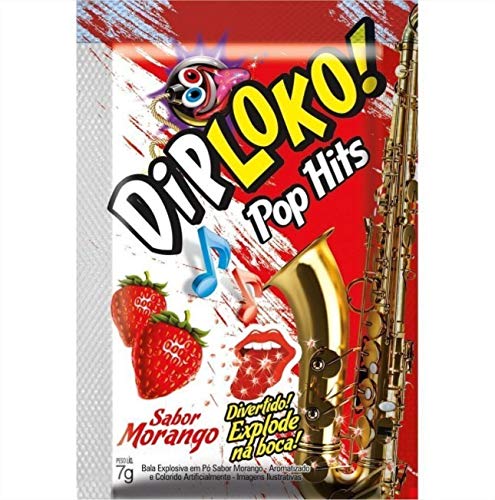 Bala Explosiva Dip Loko Pop Hits Morango 1 CX com 15 unidades Danilla