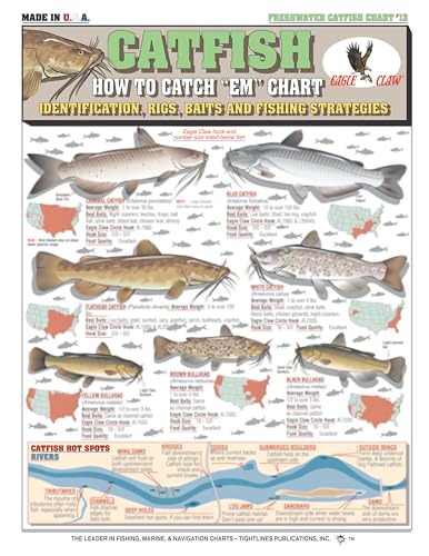 How to Catch 'Em Catfish Identification #13 (Identification, Rigs, & Fishing Strategies) - Waterproof Quick Reference Guide | Portable & Built to Last | Double-Sided & Easy to Read