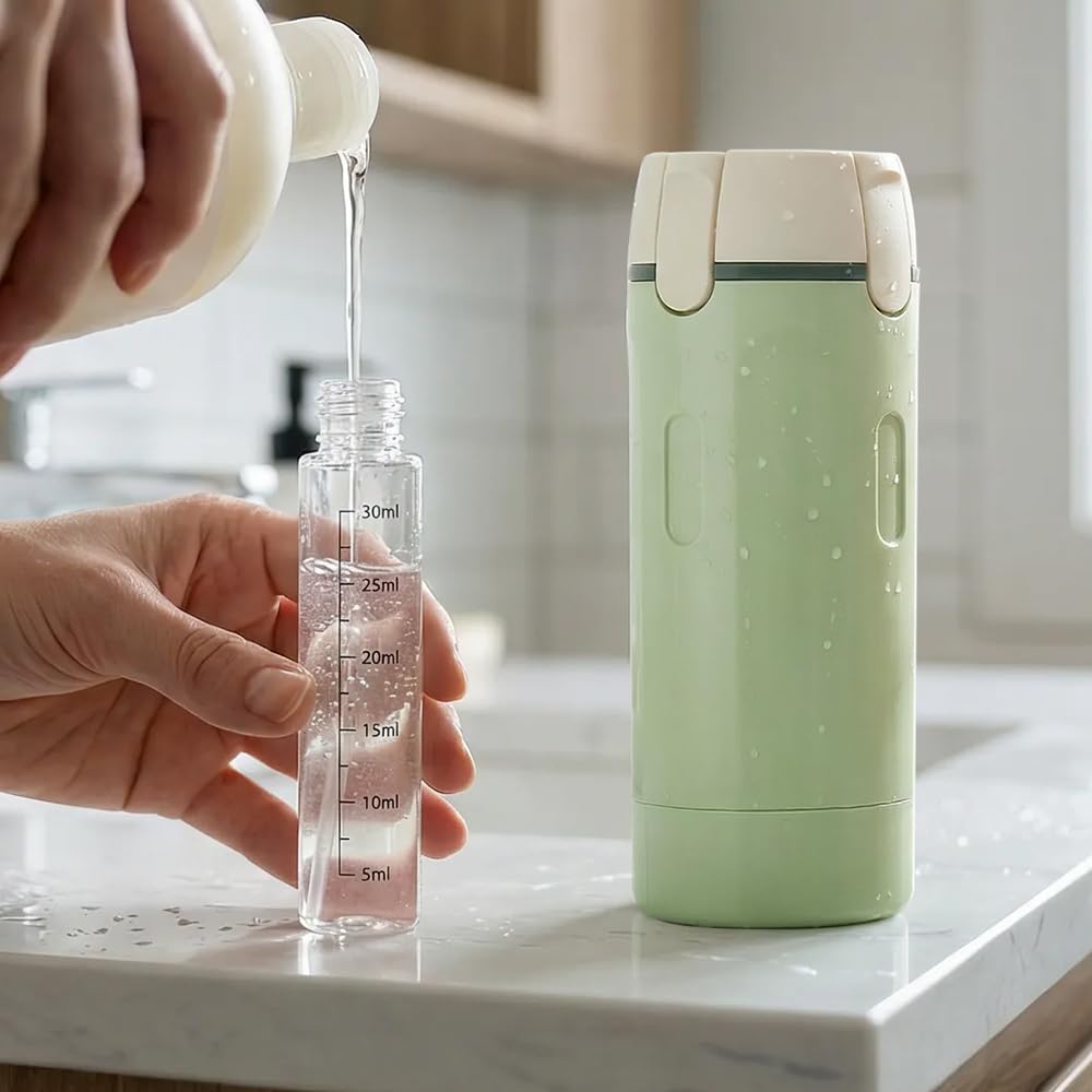 4-in-1-Reiseflaschenspender, 4 Stück, 30 ml, Reiseflaschen für Toilettenartikel, auslaufsichere Behälter in Reisegröße, tragbare Behälter für Shampoo, Lotion, Conditioner, Creme (2 x Weiß)