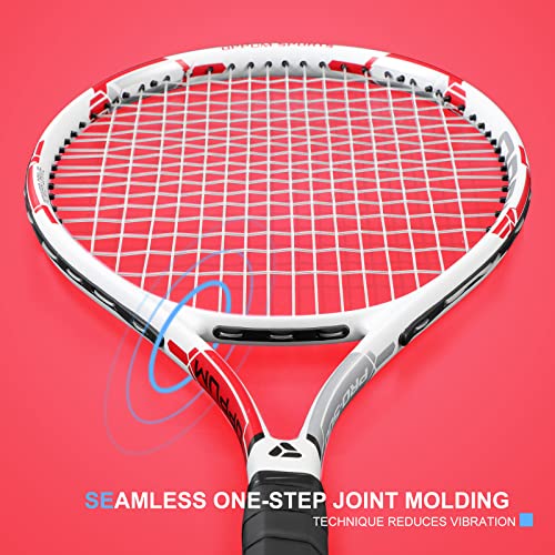 OPPUM 27 inch Pro Tennis Racket for Adults Student Women and Men Rackets Training Tennis Racquet,Super Lightweight Easy Control Racket with Carry Bag (PRO-700B(Red+Blue))