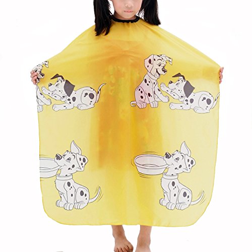 Colorfulife Child Hair Cutting Waterproof Cape Wai Cloth Barber Kids Hair Styling Cape Professional Home Salon Camps & Hairdressing Wrap Children Cartoon Dalmatian Pattern Capes (Yellow)