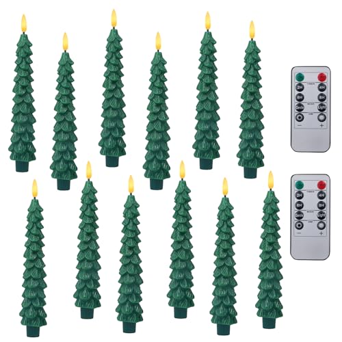 XingsLight LED Flameless Taper Candles with Remote & Timer – 12 Pack Battery Operated Christmas Window Candles, Warm White Flickering Light, Safe Realistic Flame for Holiday Table & Home Décor