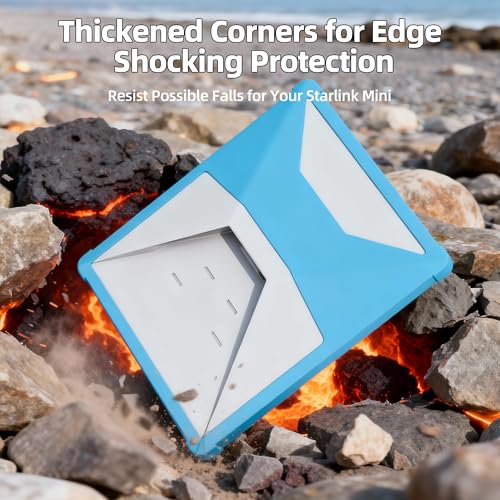 Image of Blue Starlink Mini Cover, Starlink Mini Protective Cover Liquid Silicone Sleeve Accessories for Camping Outdoor Protector from Scratching Hailstone