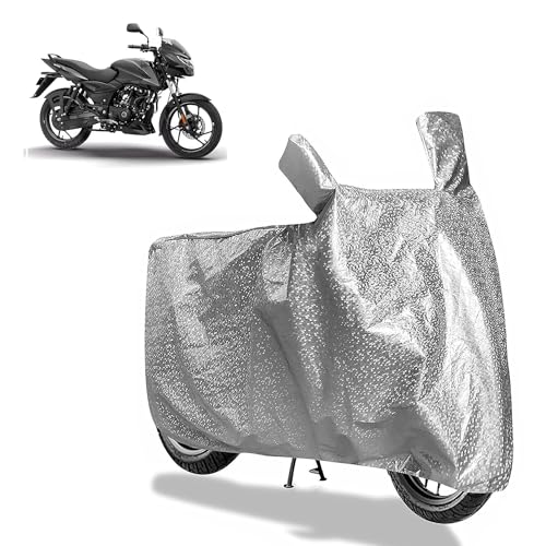 Image of Sulfar Bike Cover for Bajaj Pulsar (125 (2026 Updated)) | Waterproof, Dustproof & UV Protected | All Weather Two Wheeler Cover (Silver) New 2026 Variants