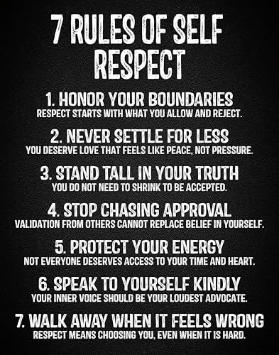 7 Rules of Self Respect – Empowering Boundaries Quote Poster – Confidence and Self-Worth Wall...
