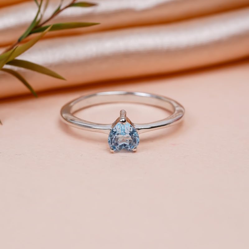 Bague topaze bleu ciel pierre précieuse cadeau classique taille 13.5 - 5