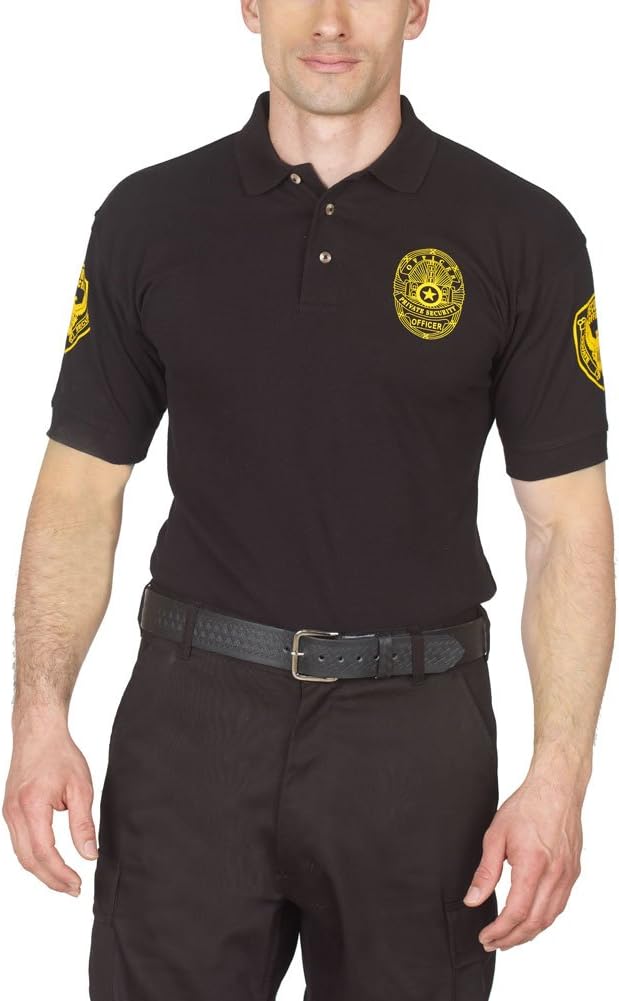 HOI Security Polo Shirt 100% Cotton Pre-Shrunk Deluxe Black with Gold Letters