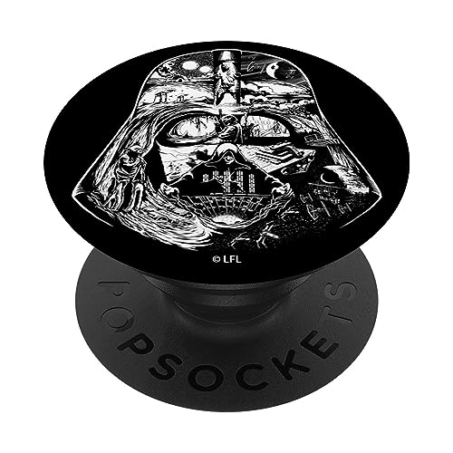 Star Wars Darth Vader Helmet Saga Black And White PopSockets Adhesive PopGrip
