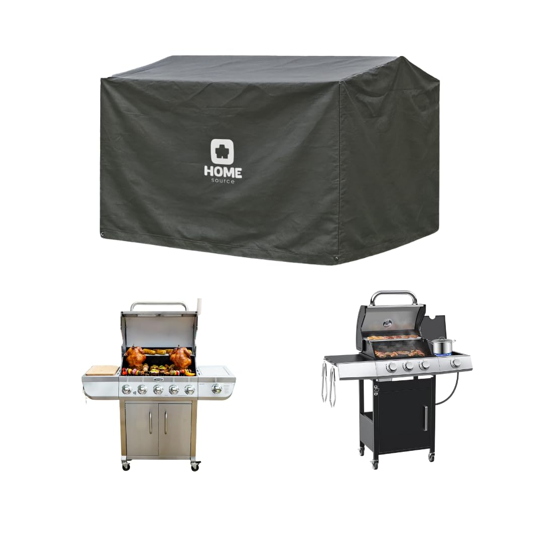 Home Source Duracover XL 122cm Wide BBQ Cover, Waterproof for Outdoor Use – Durable Polyester Grill Protector with Drawstring Closure, Fits 4 Burner, Medium Barbecues