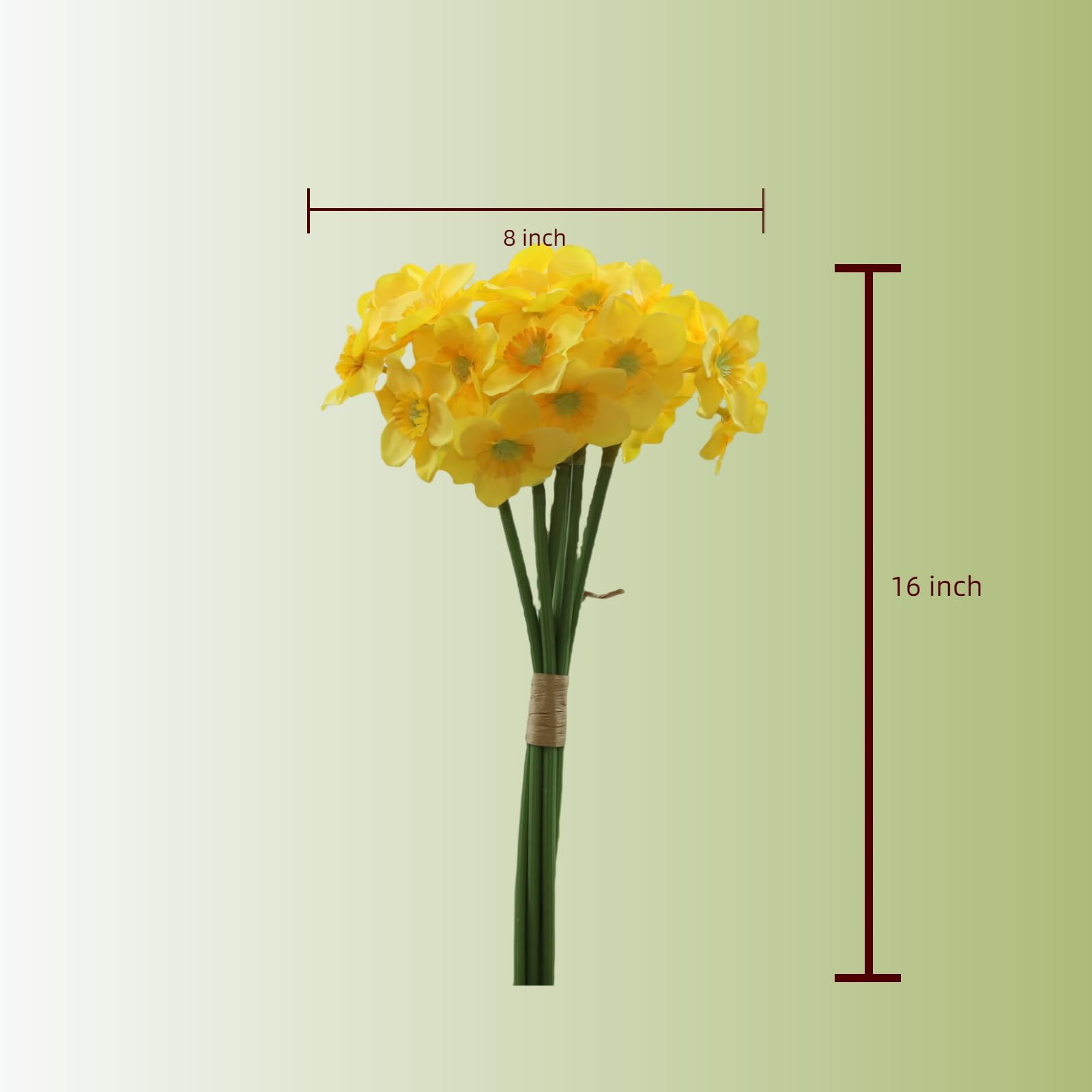 Ramo de flores artificiales de seda de narciso, amarillo, 2 paquetes, decoración para el hogar y la oficina (amarillo)