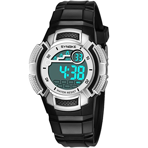 Preisvergleich Produktbild VECOLE Sportuhr 50M wasserdichter Wecker leuchtende Multifunktions-LED-Digitalanzeige-Dop...