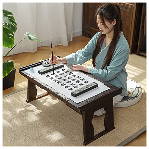 Table basse multifonctionnelle marron et table pliante japonaise d'appoint