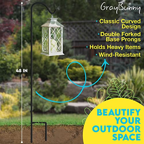 Bird Feeder Pole -10 Pack - 48" Heavy Duty Shepherds Hook For Bird Feeders For Outside, 2/5" Thick Bird Feeder Stand, Non Hallow Hanging Plant Stand & Bird Feeder Hanger - Black #TOP3