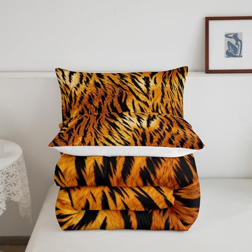 Image of Feelyou Kids King Zebra Print Bedding Set Zebra Stripe Bedding Set Wild Animal Skin Comforter Set Teens Brown Black Duvet Set Bed Set 3Pcs