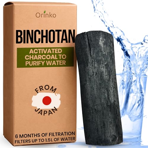 ORINKO® Carbón Activado Binchotan de Kishu x1   Filtro Natural para Purificar hasta 3.5L de Agua en Jarras y Botellas   Carbón Vegetal Binchotan Ecológico Reutilizable   Calidad Japonesa