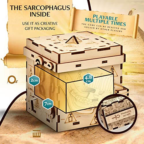 Inscape Pharaoh´s Secret Puzzle Box - Escape Room In A Box For Adults - Cluebox - Mind Puzzles For Adults - Puzzle Boxes With Hidden Compartments - Puzzle Boxes For Adults - Wooden Puzzle Box #TOP4