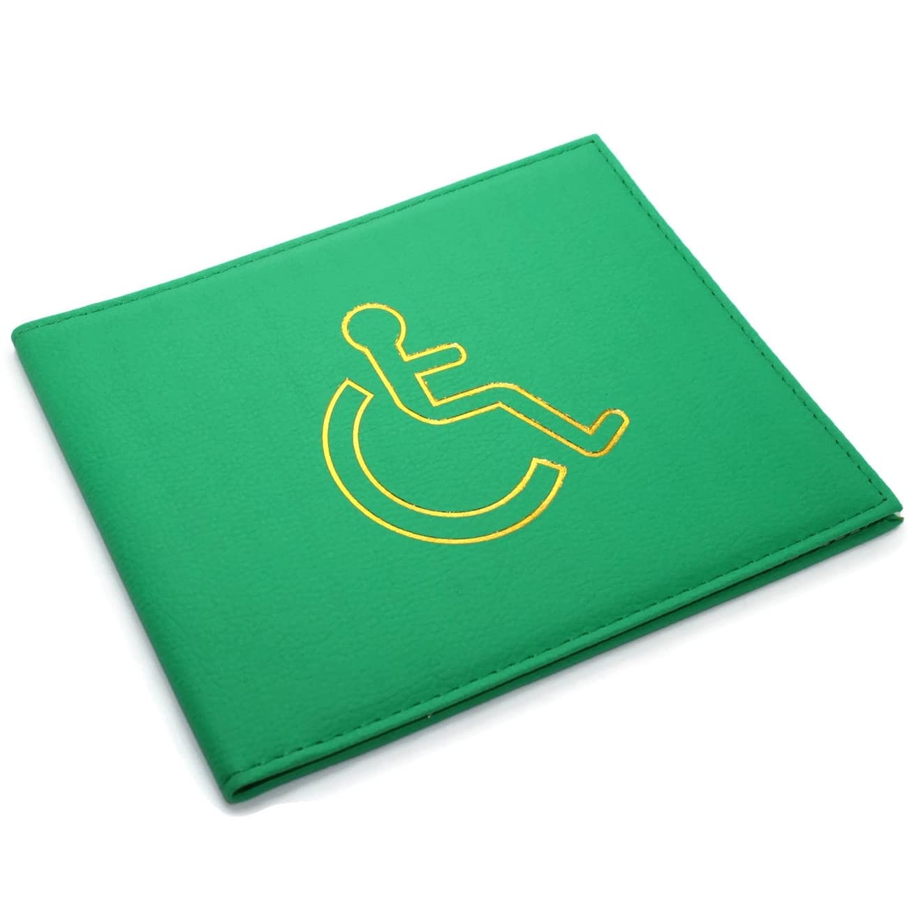Disabled Badge Holder Cover Wallet Safe Protection Protector Disability Parking Permit Display Metal Corner PU Leather Hologram (Green) โ image 1