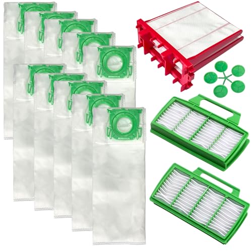 Image of Replacement for SEBO Airbelt K Series Model, 1 Pack Exhaust Filter and 6608ER Micro Hygiene Filter, 10 Pack 6629ER Filter Bags, 1 Pack Pre-motor Microfilter