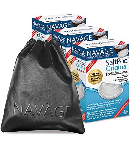Navage SaltPod Bundle: 3 SaltPod 30-Packs & Black Travel Bag