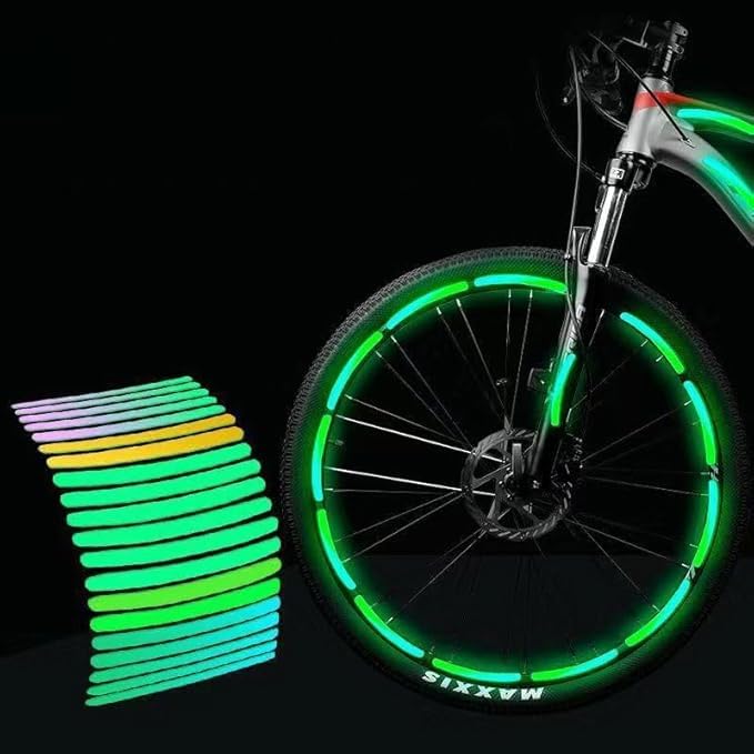 Reflective Car Wheel Stickers, Safety Warning Stickers, Reflective Rim Stickers, Car Wheel Safety, Decorative Stickers for Motorcycles, Bicycles - (20pcs of 2pkt) Multicolour-image-12