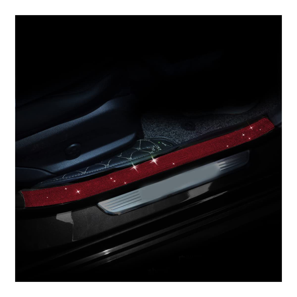 2PCS Car Door Edge Entry Guard, Bling Anti-Collision Adhesive Sticker/Protector Strip for Car Door Sill, Rear Bumper, Universal for Most Cars, SUV,