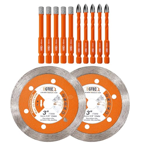 BGTEC Set de Brocas de Diamante Secas 1/4" 6mm 5pcs y Discos de Corte 3pcs miniatura 1