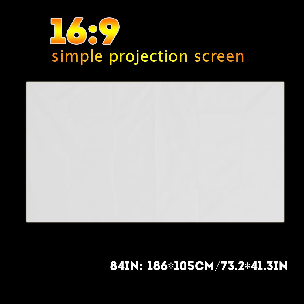 Schermo per Proiettore, Cortina di Proiezione Schermo per Retroproiezione 60-120 Pollici Schermo Pieghevole per Proiettore Portatile Pieghevole Bianco 16: 9 (84inch)