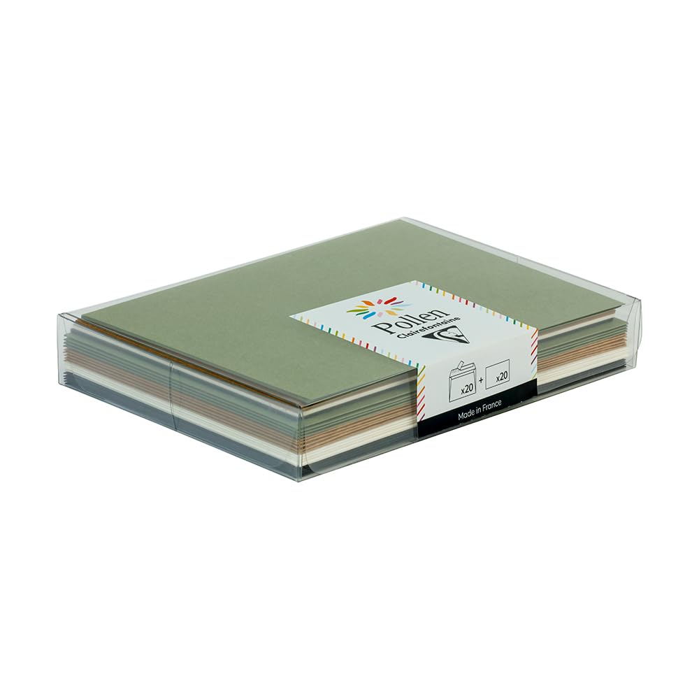 Clairefontaine 20920C Set 20 Envelopes Cards Envelopes Format C6 (11,4x16,2cm) Cards Format 11x15,5cm Correspondence Pollen Cosy Christmas Theme 4 Colours
