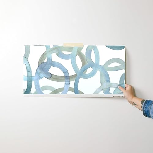 Miniatura 7 de Spoonflower Removable Wallpaper Swatch - Watercolor Rings Blue Rings Modern Graffiti Circles Ovals Ocean Nautical White Background Custom Pre-Pasted