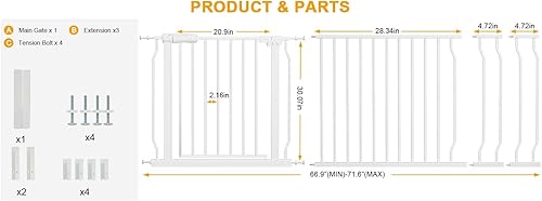 Miniatura 25 de Extra Wide Baby Gate Tension Indoor Safety Gates Black Metal Large Pet Gate Pressure Mounted Walk Through Long Dog Gate for The House Doorways Negro