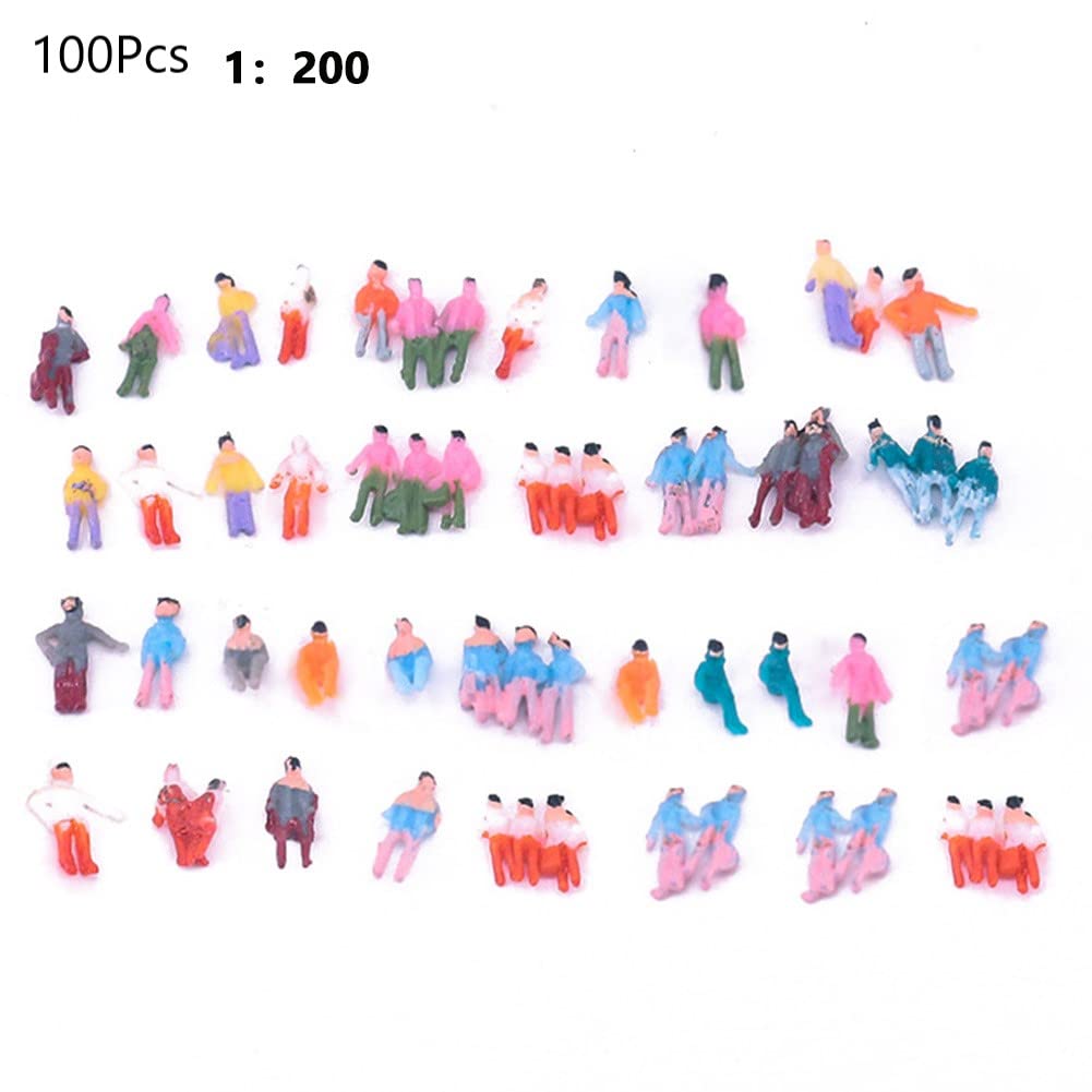 ZYWUOY 100 figure dipinte, scala 1:200 persone in piedi sedute in miniatura passerby, treni figure architettoniche dipinte per scene in miniatura