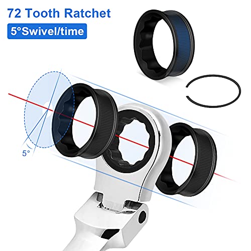 12-Piece Flex-Head Ratchet Wrenches Set, (8‑19Mm) Multifunction Metric Flexible Spanner Wrench Polished Tool Chrome Vanadium Combination Wrench Set With Storage Case For Auto Repair Diy Jobs #TOP4