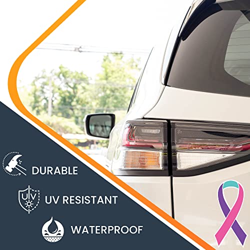 Image of Magnet Me Up Support Thyroid Cancer Awareness Blue, Pink, and Teal Ribbon Magnet Decal, 3.5x7 Inches, Heavy Duty Automotive Magnet for Car Truck SUV, Showing Support or Fundraising, Crafted in USA