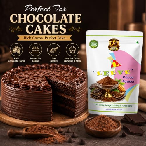 Image of Leeve Cocoa Powder 200g | Unsweetened Cocoa for Baking, Cakes, Brownies, Cookies, Hot Chocolate, Milkshakes, Desserts & Chocolate Recipes