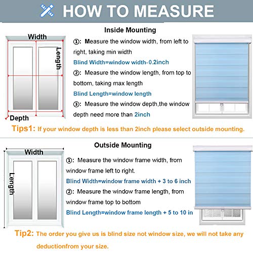 image for SUAKY Cordless Zebra Roller Sheer Shades Blinds, Grey Custom Free to S