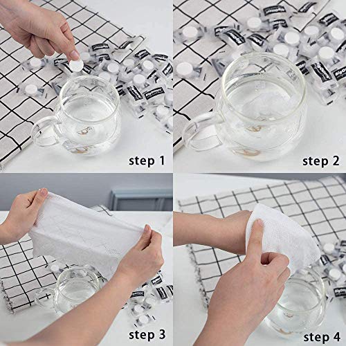 Image of MultiPurpose Portable Face Care - Compressed Tissue & Mini Cotton Hand Towel, Magic Towel Tablet Coin Tissue - Disposable Travel Facial Tissues (50 Pc)