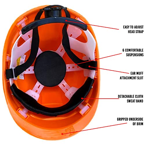 Image of LADWA Orange Heavy Duty Director Safety Helmet, ISI Marked Protective Head Helmet for Construction, Factory and Industrial Safety Applications (Pack of 5)