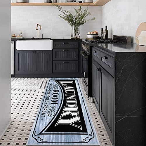Hebe Farmhouse Laundry Room Rug Runner 2'X6' Washable Non Slip Kitchen Floor Mat Washhouse Rugs Laundry Mat Printed Runner Rug Floor Carpet For Entrance Hallways #TOP7
