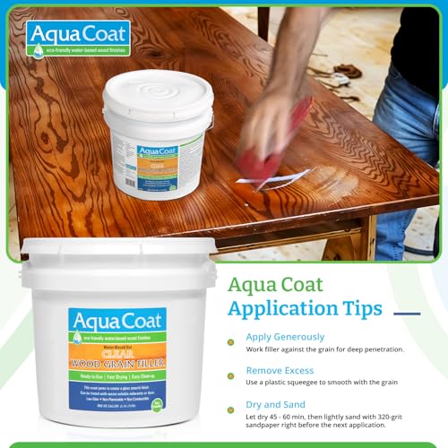 Image of Aqua Coat Water-Based Clear Wood Grain Filler Gel, Fast-Drying, Low Odor, Low VOC, Sandable, Stainable & Paintable, Easy Water Cleanup, Glossy Finish, 128 oz