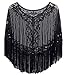 Fringed Bridal Evening Cape Beaded Sequin Deco 1920s Wraps Shawl Capelet Bolero Flapper Cover Up