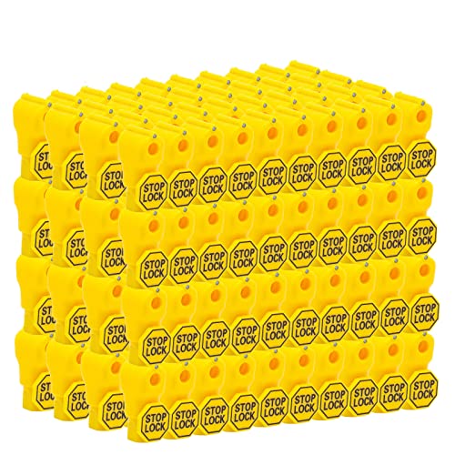 BETERTEK Peg Hook Locks 200 Pack Yellow Anti-Theft Peg Hook Stop Lock Pegboard Slat Wall Hook Display Lock Retail Security Stop Lock