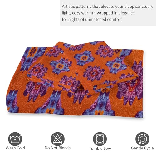 Parure de lit géométrique orange pour sublimer une chambre moderne et dynamique en hiver