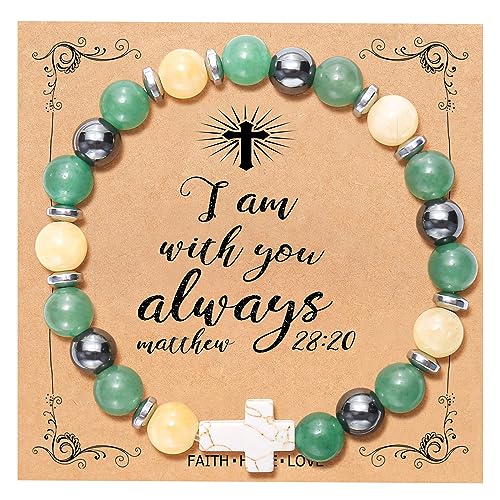 Image of QWNHONEY Cross Bracelet for Women Christian Gifts Colorful Imperial Stone Catholic Religious Jewelry Mothers Day Birthday Christmas Gifts for Women Mother Daughter Sister Girlfriend Grandma Wife