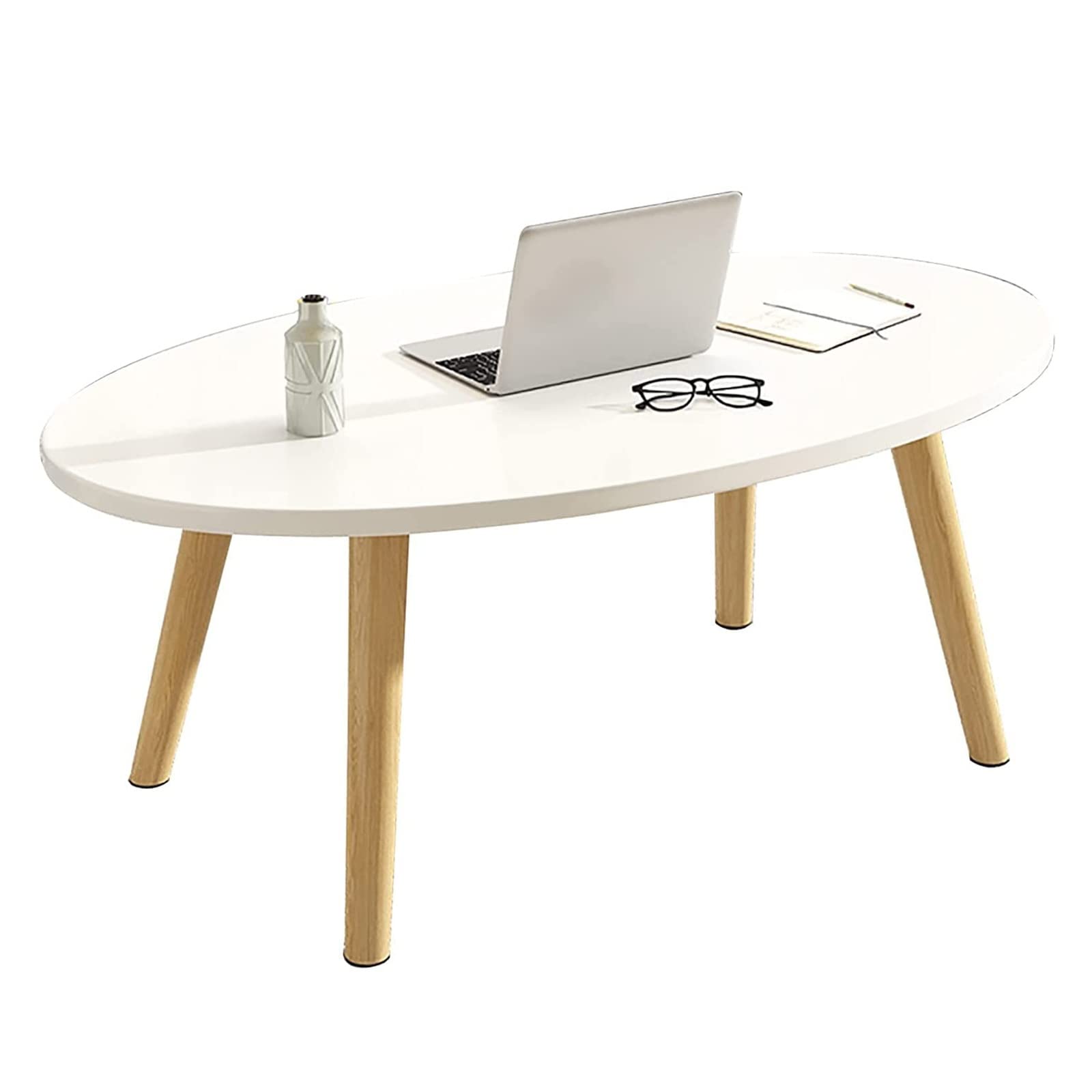 Tavolino da caffè, Tavolino da Salotto Ovale da Salotto, Tavolo da Studio per Il Tempo Libero in Camera da Letto, Tavolo da tè Basso/Tavolo da Pranzo in Legno Massello (H42cm) (Color : A, Si