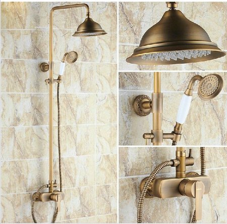 Colonne de douche en laiton antique Gowe avec pommeau pluie 20 cm