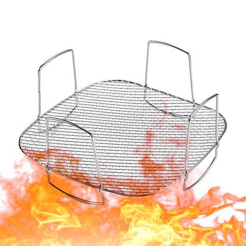 Estante de tocino para freidora de aire - Inserto de estante de cocina premium, baloncesto frito multiuso | Estante para barbacoa estilo asador, bandeja de grasa a prueba de fugas, cámara de horno