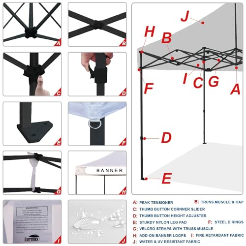 Image of Eurmax USA 5x5 Pop Up Canopy Tent,Commercial Tent with Patented No-Tip Rolling Bag,4 Zippered Removable Walls,UV & Water Resistant Canopy Top,Heavy Duty Outdoor Gazebo,Instant Shelter(Red)